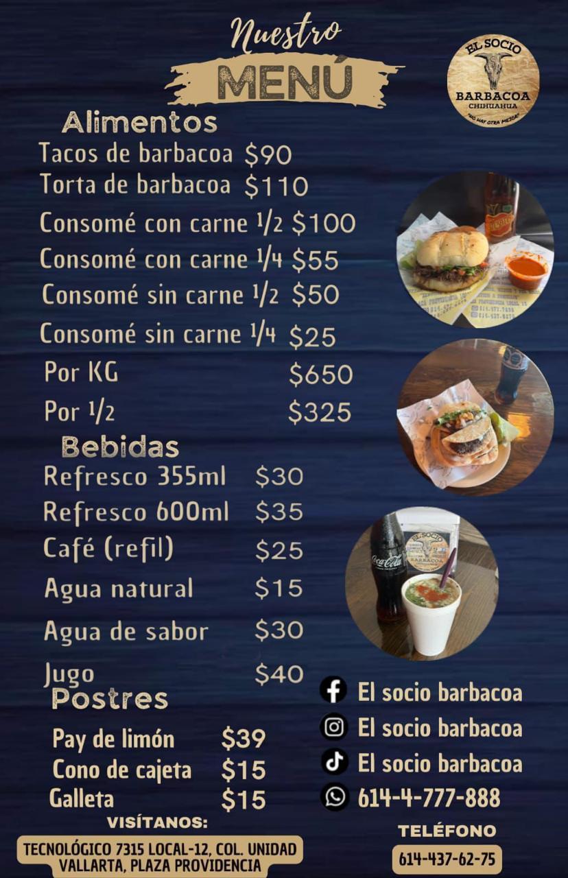 Imagen del menú de El Socio Barbacoa